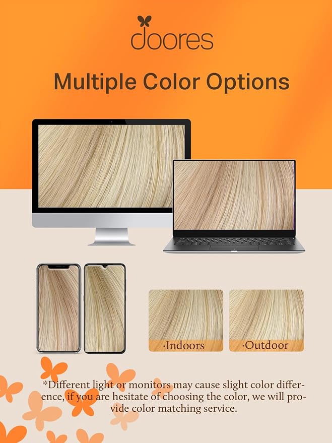 DOORES Tape in Hair Extensions, Dark Blonde Highlighted Bleach Blonde 20 Inch 50g 20pcs, Human Hair Extensions Tape in Straight Natural Hair Remy Natural Hair