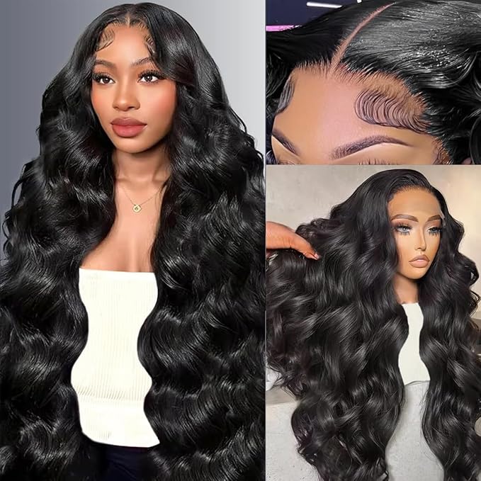 36 Inch 13x6 Lace Front Wigs Human Hair Pre Plucked 200% Density Body Wave HD Transparent Lace Frontal Wigs For Women Can Last 6-9 Months Tangle-Free Natural Color Glueless Wigs with Baby Hair