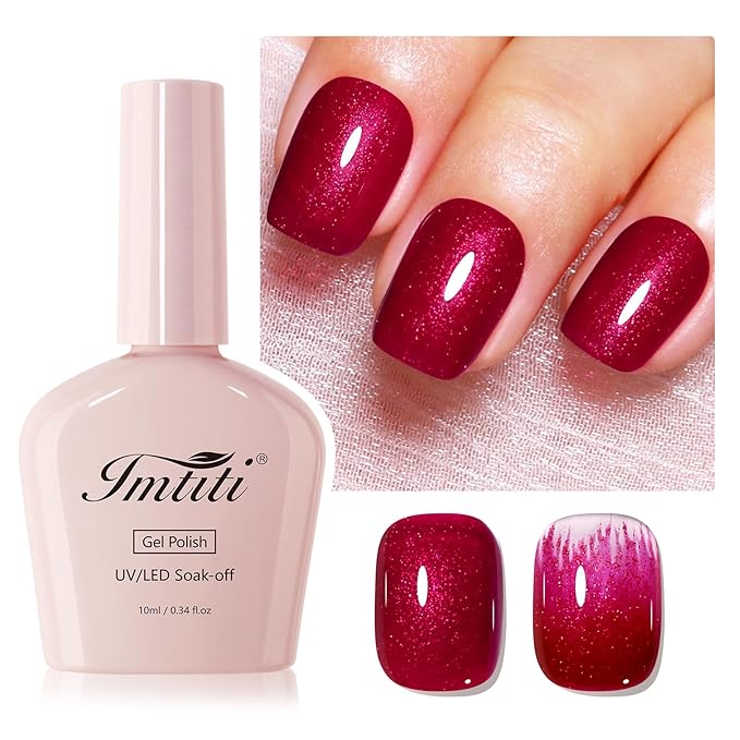 Imtiti Glitter Gel Nail Polish, 1Pcs Christmas Red Glitter Gel Polish Shimmer Red Soak Off UV LED Gel Polish, Long Lasting, Nail Art Starter Manicure Salon DIY at Home for Women (0.34 Fl Oz-1930)