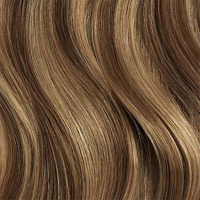 Luxy 100% Remy Human Hair Extensions for Thin Hair Thinning Hair Fill-Ins – 6 Seamless Wefts Multi-Dimensional Color Blend - Natural-Looking Volume & Coverage 95 grams 20" Chestnut Brown Highlights