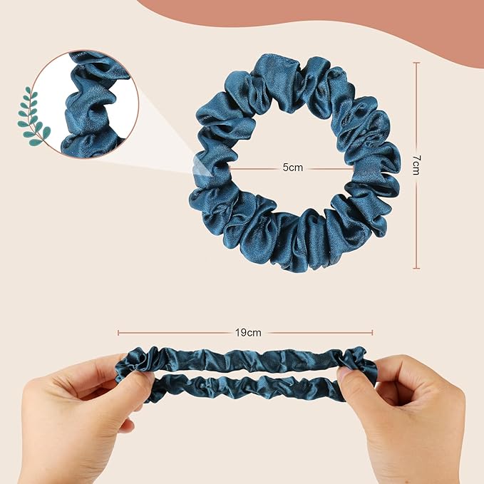 Silk Hair Scrunchies - 100% Mulberry Silk hair ties Elastic Satin Ponytail Holders No Damage Thick/Thin Hair Accessories for Women and Girls（Big/midlle/SMALL）