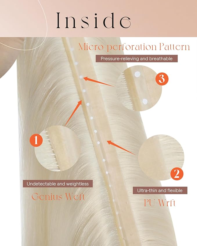 Sunny Hair Butterfly Weft Hair Extensions Human Hair 20 Inch Genius Weft with Hole Breathable Hair Extensions Twin Tab Micro Bead Weft for Women 100G