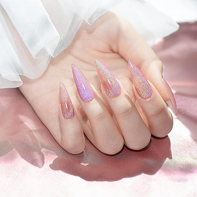 RARJSM Cat Eye Gel Nail Polish, Galaxy Chameleon Magnetic Gelpolish Rose Gold Holographic Glitter Gel Soak Off U V L E D DIY Manicure Art for Salon Designs and Home DIY 7.5ML/0.26fl oz