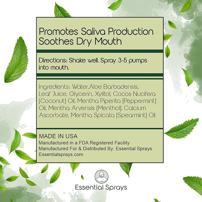 Dry Mouth Spray (2-Pack) - Moisturizing Aloe Vera Formula, Fresh Mint Flavor - Promotes Saliva Production & Soothes Dry Mouth - 2 fl. oz.