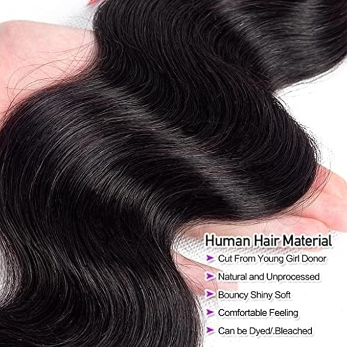 10A Body Wave Bundles 22 24 26 Inch Human Hair Bundles 100% Unprocessed Brazilian Body Wave Bundles 3 Bundles Human Hair Wet and Wavy Long Hair Weave Bundles Natural Black Color Bundles