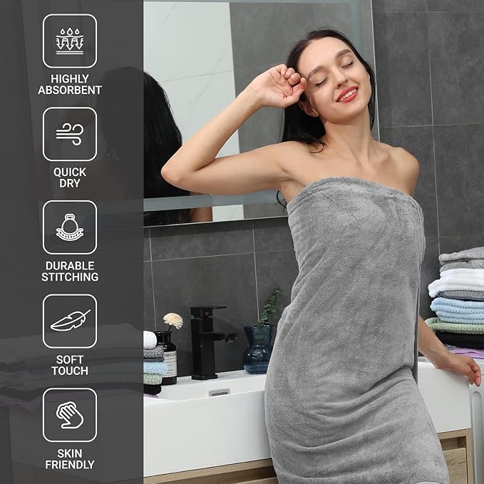 Oversized Bath Towels Set of 4, Extra Large 35x70 Inches Bath Sheets Quick Dry Towel for Bathroom, Ultra Soft Hotel Absorbent Shower Towels Set Light Gray (4Pcs)