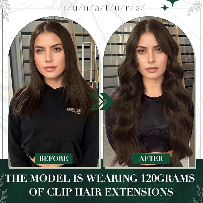 RUNATURE Real Hair Extensions Clip in Human Hair, Clip in Hair Extensions Real Human Hair Short, Brown Hair Clip ins Extensions, Natural Looking, 12 Inch 50g 3pcs #4 Medium Brown