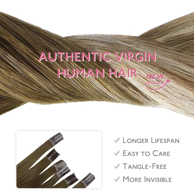 WENNALIFE U Tip Hair Extensions Human Hair, 50g 50s 22 Inch Ombre Walnut Brown to Ash Brown and Bleach Blonde Remy Hair Extensions K Tip Hair Extension Real Human Hair Invisible Straight Keratin Hair