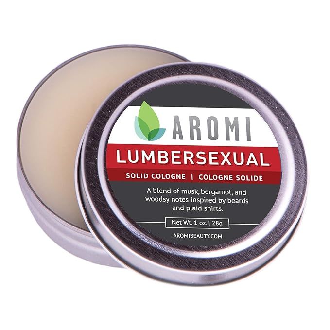 Aromi Solid Cologne for Men | Cashmere Woods, Musk Scent, Powdery Fragrance, Travel, Alcohol-Free, Concentrated, Wax-Based, Gift (Lumbersexual)