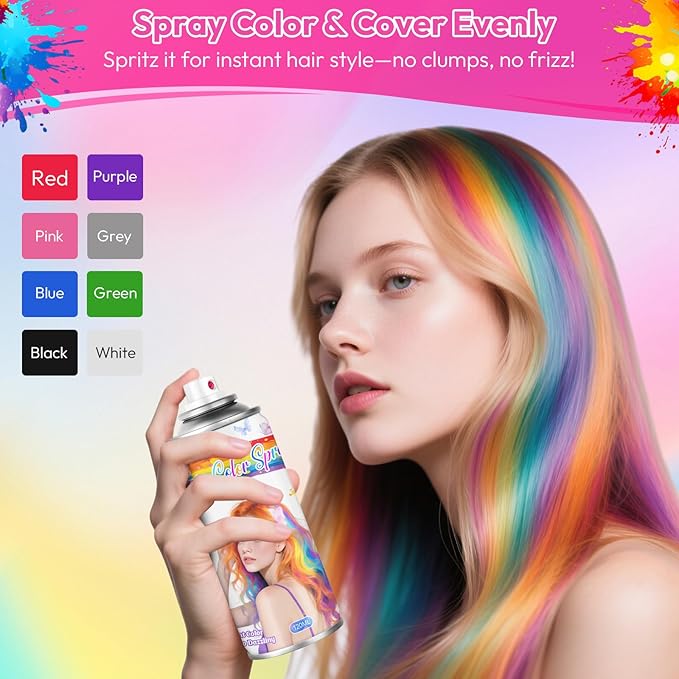 Red Temporary Hair Color Spray for Kids & Women- Washable Root Touch Up Hair Dye, Non-Sticky Hair Wax for Christmas,Cosplay,Parties (120ML, Red)