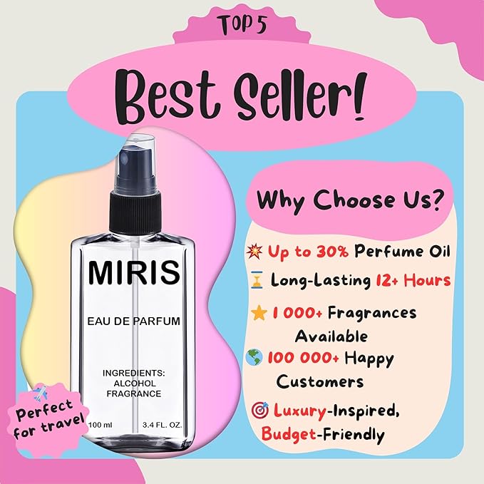 MIRIS No. 44522, Inspired by Musk, Long-Lasting Eau de Parfum for Men, Spray 3.4 Fl Oz / 100 ml