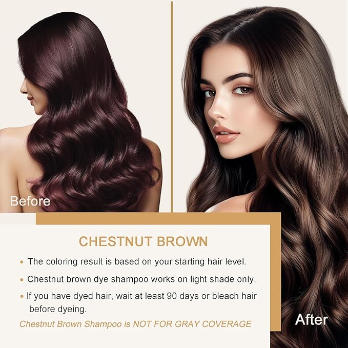 Brown Hair Dye Shampoo 3 in 1, Herbal Hair Color Shampoo, Long Lasting Brown Hair Dye, Shampoo Para Pintar el Cabello, Colors Hair in Minutes, Easy to Use, 16.90 Fl Oz