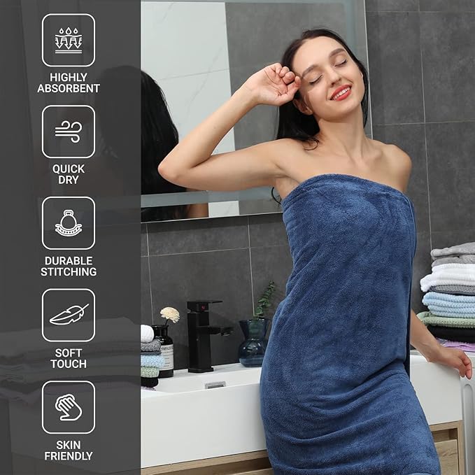 8 Pcs Navy Bath Towels Set,2 Pcs Oversized Towels 35x70 Inch/2 Pcs Hand Towels/4 Pcs Washcloth 600 GSM Bathroom Towels Quick Dry Towel Ultra Soft Absorbent Towels Set for Hotel Spa Gym
