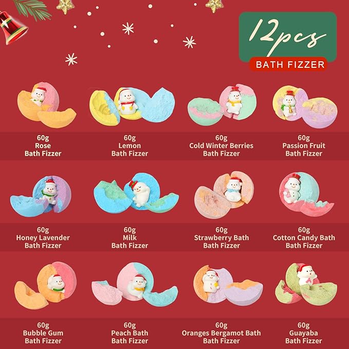 Christmas Gifts for Kids and Women - Bath Bomb with Surprise Inside, Bath Bomb Gift Set for Kid, Sister, Wife, Mom, Son, Daughter｜Spa Gift Set Christmas Idea for Kids