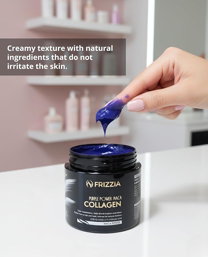 ULTRA Collagen Hair Mask, EASY to use. With argan oil and maca. Hydration and shine, anti-frizz treatment for dry and damaged hair, professional smoothness, 500 ml (Purple)