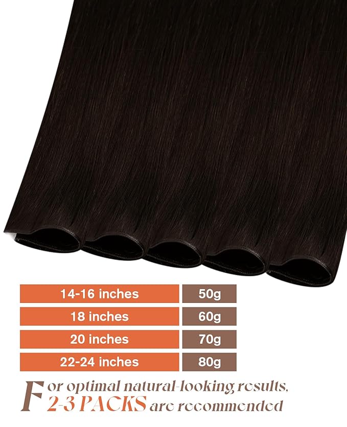 Sunny Hair Genius Weft Hair Extensions Human Hair Dark Brown Genius Sew in Hair Extensions Real Human Human Hair Brown Hand Tied Hair Weft Extensions for Women Real Hair Short Straight Hair 14inch