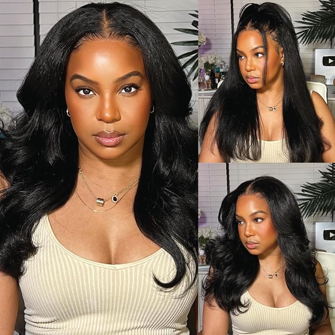 Nadula Yaki Straight Bye Bye Knots Lace Frontal Wig Pre Everything Glueless 13x4 Pre-Cut Lace Front Wig Human Hair with 3D Dome Cap Pre Plucked and Bleached Knots 150% Density 22 inch