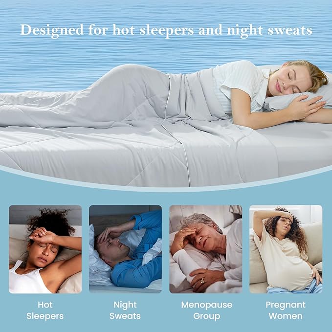 Cozy Bliss Cooling Comforter King Size, Cooling Blankets for Hot Sleepers and Night Sweats, Gray Summer Comforter for King Size Bed, Breathable Soft Lightweight Silk Smooth