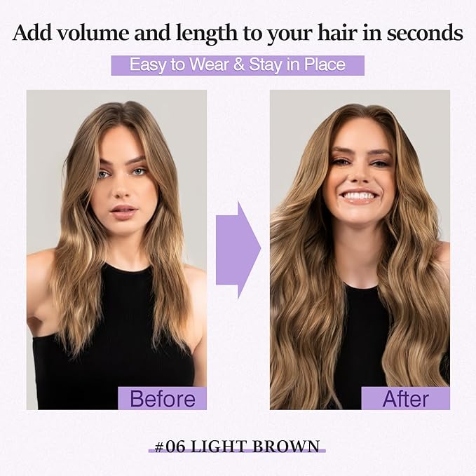 Halo Hair Extensions Real Human Hair,Halo Hair Extension 100% Human Hair,Wire Hair Extensions,Thicker 06 Light Brown 18inch