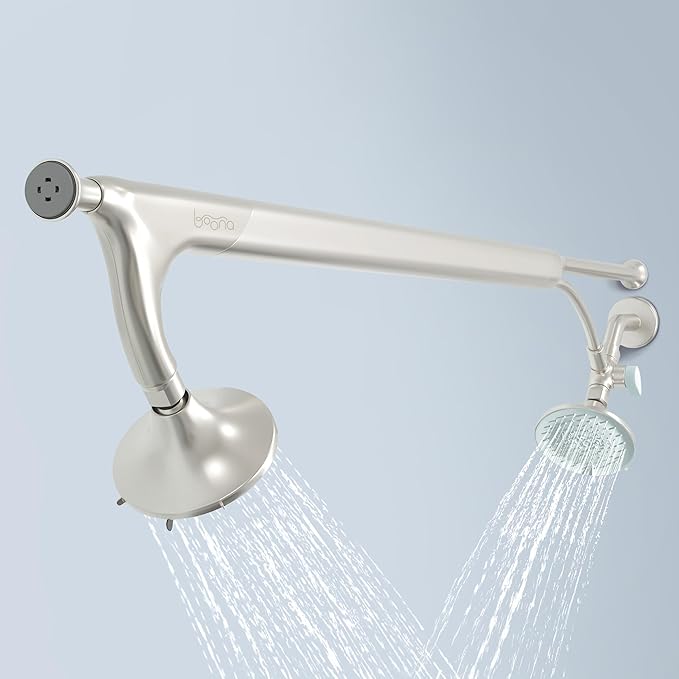 BOONA - The Original Tandem Shower | As Seen On Shark Tank | Double Shower Head for Couples, High Pressure Dual Shower Heads (Two Showerhead, Brushed Nickel)