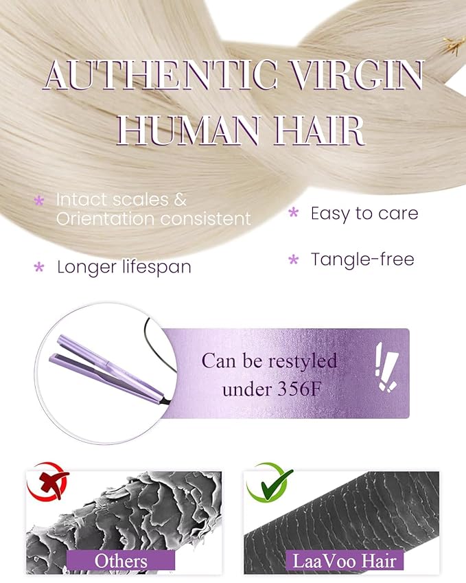 LaaVoo Nano Bead Hair Extensions Human Hair Bleach Blonde Nano Human Hair Extensions Cold Fusion Nano Hair Extension Real Straiht 50s 50g 18 Inch