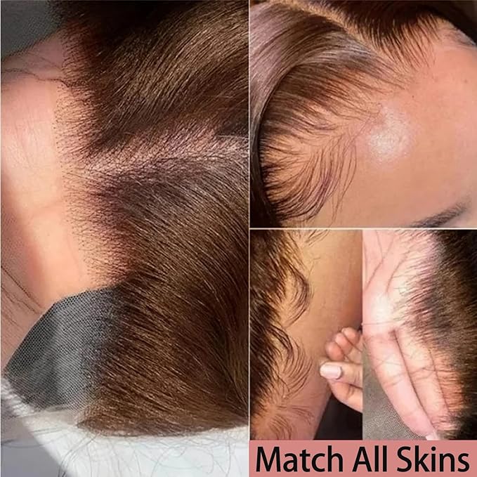 Alimubi Chocolate Brown Lace Front Wig Human Hair for Women 13x4 HD Body Wave Lace Frontal Wigs Pre Plucked with Baby Hair Glueless Wigs 180% Density 28Inch