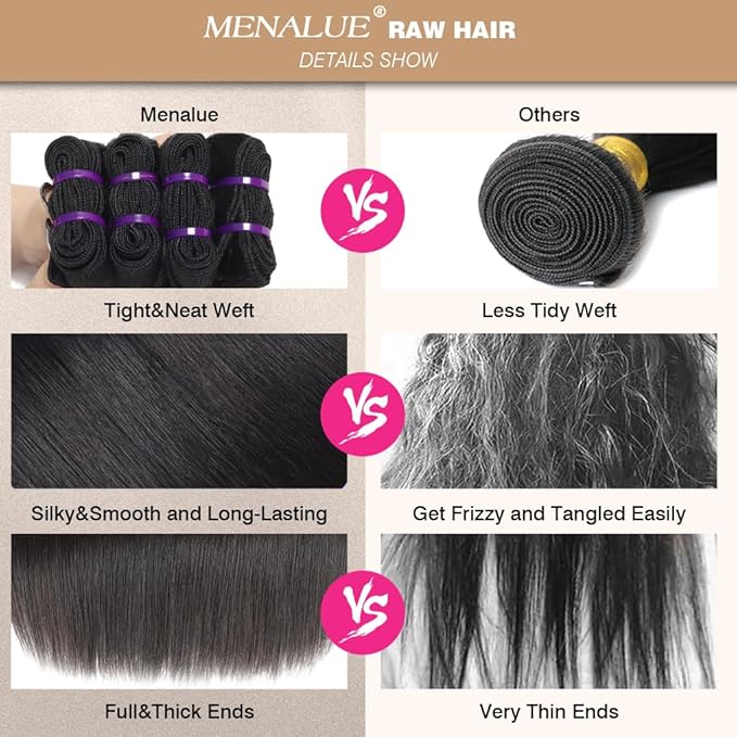 16A Human Hair Bundles Straight 3 Bundles Human Hair 26 28 30 Inch 100% Unprocessed Vietnamese Raw Hair Bundles Full and Thick Straight Weave Hair Extensions for Women