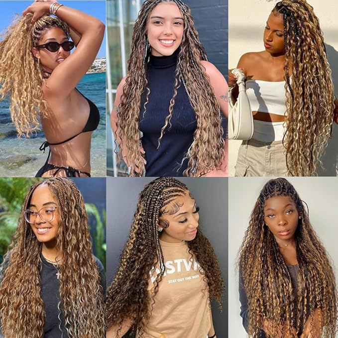 Ombre Human Braiding Hair for Boho Braids 18 inch P427 Deep Curly Boho Hair for Braiding Knotless 10A Deep Wave Bulk Bohemian 3 Bundles
