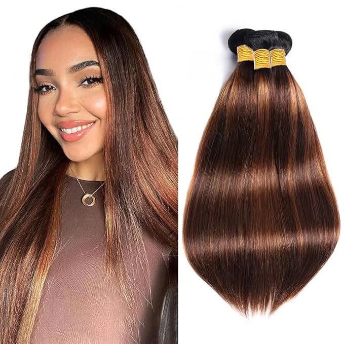 p4 30 Bundles Human Hair Color 30 Bundles Human Hair Brazilian Virgin Hair 30 30 30 Inch Two Tone Brown and Light Brown Bundle Hair Weave