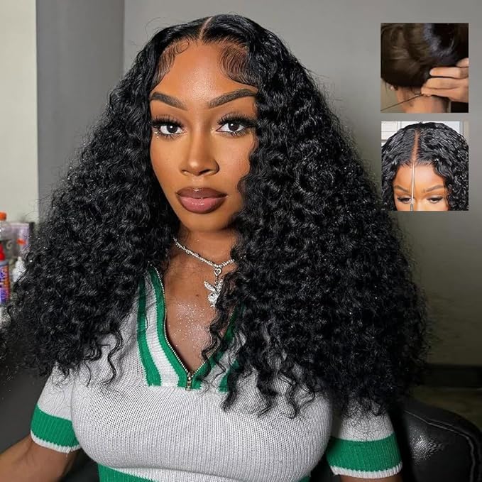 7x6 Burmese Curly Glueless Wigs Human Hair Pre Plucked Pre Cut 250% Density Drawstring Wig Human Hair 7x6 HD Lace Front Wigs Human Hair for Black Women Wear and Go Glueless Wig Natural Color 22inch