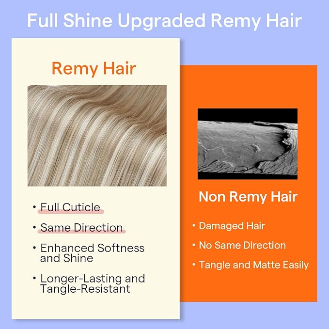 Full Shine Clip on Human Hair Extensions Blonde 14 Inch Hair Extensions Clip ins Real Human Hair Golden Blonde Highlights Light Blonde 120 G 7 Pcs