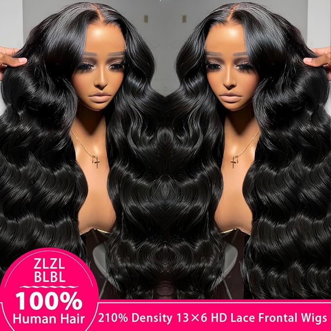 13x6 Lace Front Wigs Human Hair Pre Plucked 210 Density Body Wave HD Lace Front Wigs for Women Human Hair Glueless (Natural Color Body Wave Wig, 26 Inch)