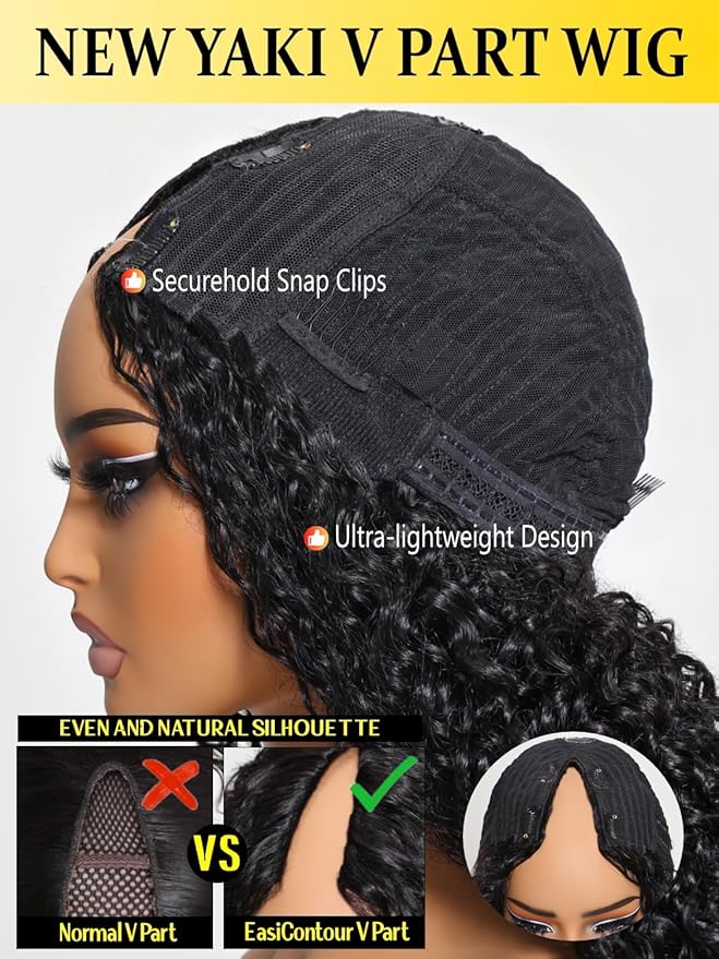 Sunber Ombre Chestnut Yaki Straight V Part Human Hair Glueless Wig Upgrade U Part Wig No Leave Out Vpart light yaki straight Machine Made Clip In Half Wigs No Leave Out Real Scalp V Shape 20Inch