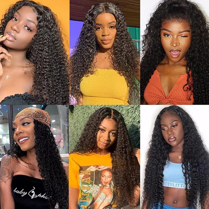 Human Hair Bundles Human Hair Curly Bundles Kinky Curly Bundle 16 18 20 inch Wet and Wavy Bundle Natural Black Color 300g