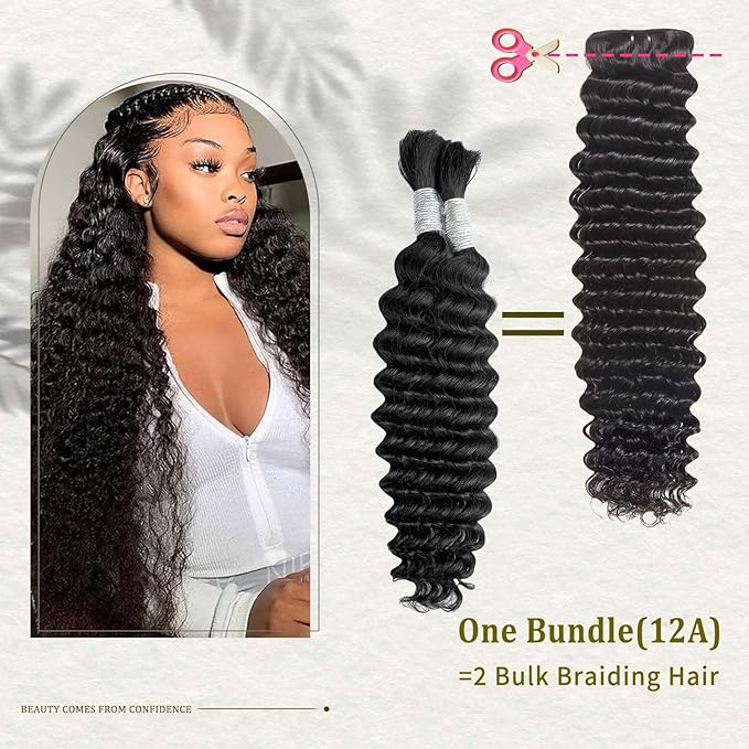 12A Deep Wave Bundles Human Hair 3 Pcs 24 26 28 Inche Brazilian Deep Cury Bundles Human Hair 100% Unprocessed Brazilian Virgin Hair Wet and Wavy Natural Black Women Hair Extensions