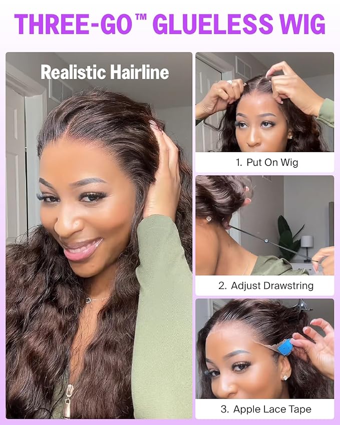 Chocotale Brown Glueless Wigs Human Hair Pre Plucked Pre Cut 13x6 HD Lace Front Wigs 220% Density Chocolate Brown Drawstring Wig Human Hair Pre Bleached Loose Wave Frontal Wig 20 Inch 4#