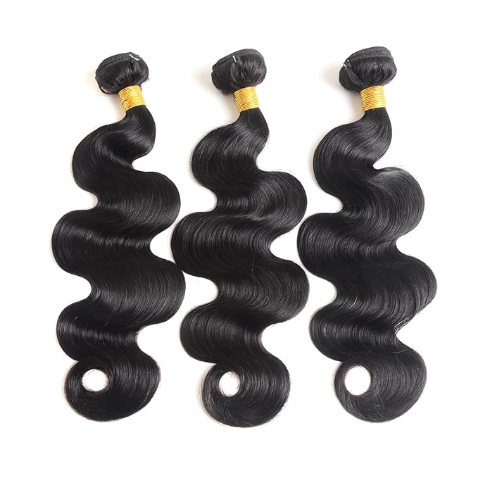 Human Hair Bundles 24 26 28 Inch Body Wave Bundles Human Hair 100% Unprocessed Brazilian Virgin Hair Quick Weave Real Human Hair Extensions Natural Black