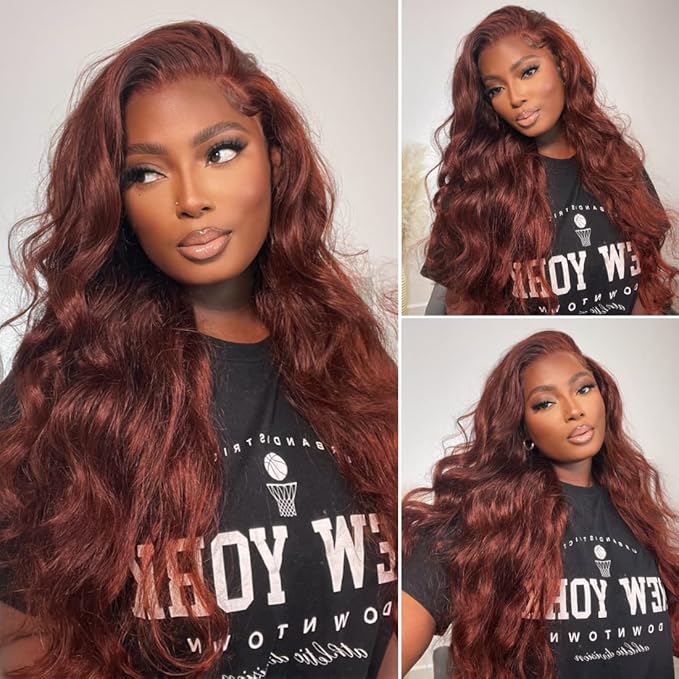 Reddish Brown Human Hair Wig Body Wave 13x6 Lace Front Wigs Human Hair Wigs For Black Women 22 Inch