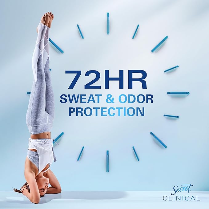 Secret Clinical Strength Antiperspirant Deodorant for Women, Stress Response, 3X Stress Protection, 72hr Sweat & Odor Protection, PH Balancing Minerals, Invisible Solid, 1.6 oz (Pack of 3)