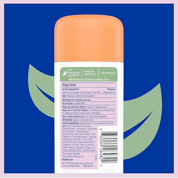 Dry Idea Plant Based Antiperspirant with Aluminum Sweat Blockers Invisible Solid Deodorant for Women – Fresh Breeze Scent, 2X Longer Sweat Protection, 72Hr Sweat & Odor Control for Sensitive Skin, 3pk