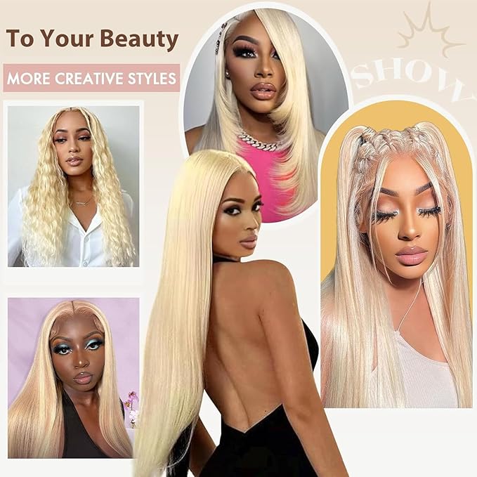 613 Lace Front Wig Human Hair 250 Density 13x6 Blonde Wig Human Hair 613 Straight Lace Front Wigs 12A Brazilian Virgin Human Hair Wigs for Women 26 Inch