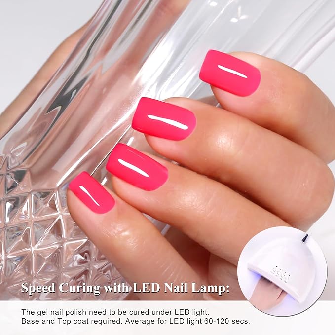Imtiti Neon Pink Gel Nail Polish, 1Pcs Hot Pink Soak Off UV LED Gel Polish, Long Lasting, Nail Art Manicure Salon DIY at Home for Spring and Summer (0.34 Fl Oz-952)