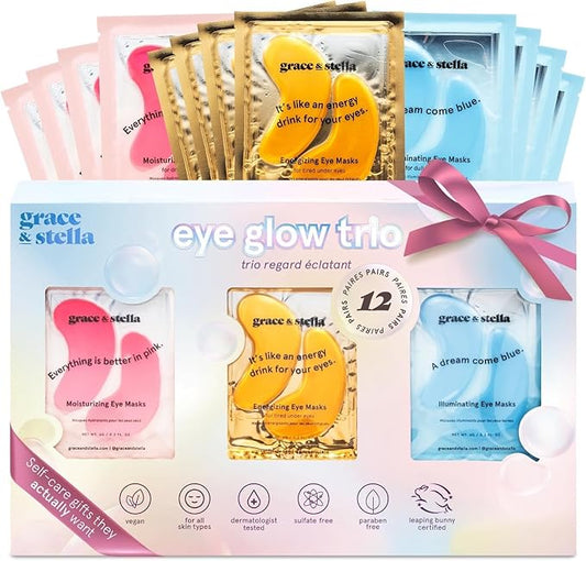 grace & stella Under Eye Patches (12 pairs) Eye Masks for Puffy Eyes and Dark Circles - Valentine Gifts for Women - Gifts for Wife, Bridesmaids, Birthdays, Bachelorette Party, Self Care - Vegan