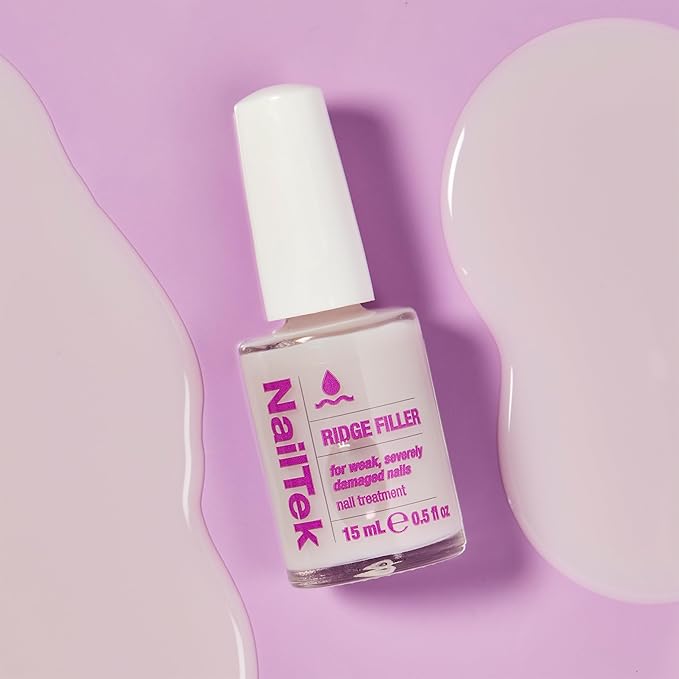 Nail Tek Ridge Filler Formula 4 – Clear Ridge Filler for Nails, Base Coat, Nail Strengthener Polish for Weak & Damaged Nails, 0.5 fl oz