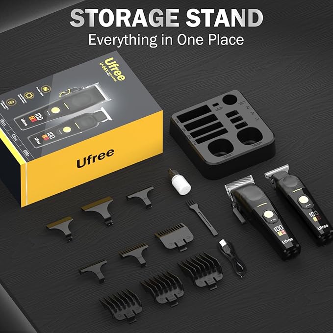 Ufree Hair Clippers for Men Professional, Cordless Barber Clippers and Trimmers Set, Hair Cutting Kit with Storage Stand, Electric Shaver, Gifts for Men