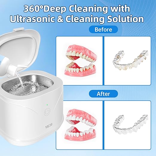 BCOM Retainer Cleaner Solution, Ultrasonic Jewelry Cleaner Solution Deep Clean for Retainer, Mouthguards, Night Guards, Aligners and Jewelry Ring, Odor Stain Remover for Ultrasonic Machines (4 oz)