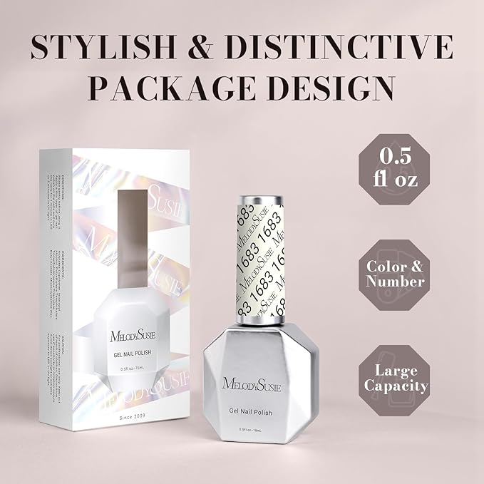 MelodySusie Milky White Gel Nail Polish,0.5fl oz Nails Soak Off UV LED Shell White Gel Polish Gift for Women Nail Art Manicure Salon DIY Nail Design Decoration at Home-1683