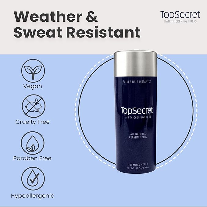 Top Secret Hair Thickening Building Fibers Refills - Undetectable & Natural Hair Filler - for Men & Women - Instantly Fill In Fine Thinning Hair - Weather & Sweat Resistant (Dark Brown, Large)
