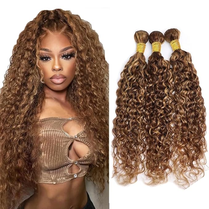 Color 4/27 Bundle Human Hair Blonde Highlight Bundles Unprocessed Virgin Hair 3 Bundles 28 30 32 Inch Mixed Color Human Hair Extensions