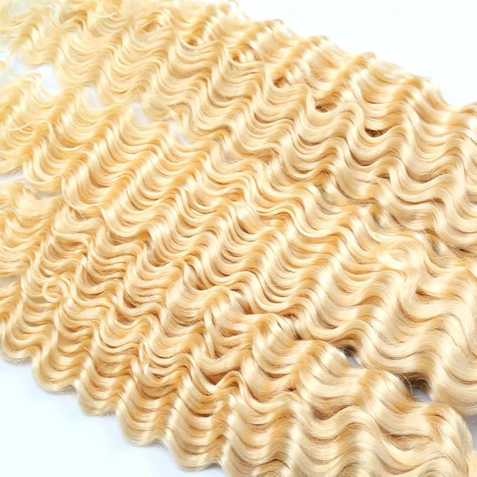 Blonde Human Hair Bundles 613 Blonde Deep Wave Bundles With Closure 12 Inch Brazilian Virgin Hair Single Bundle 613 Loose Wave Bundle